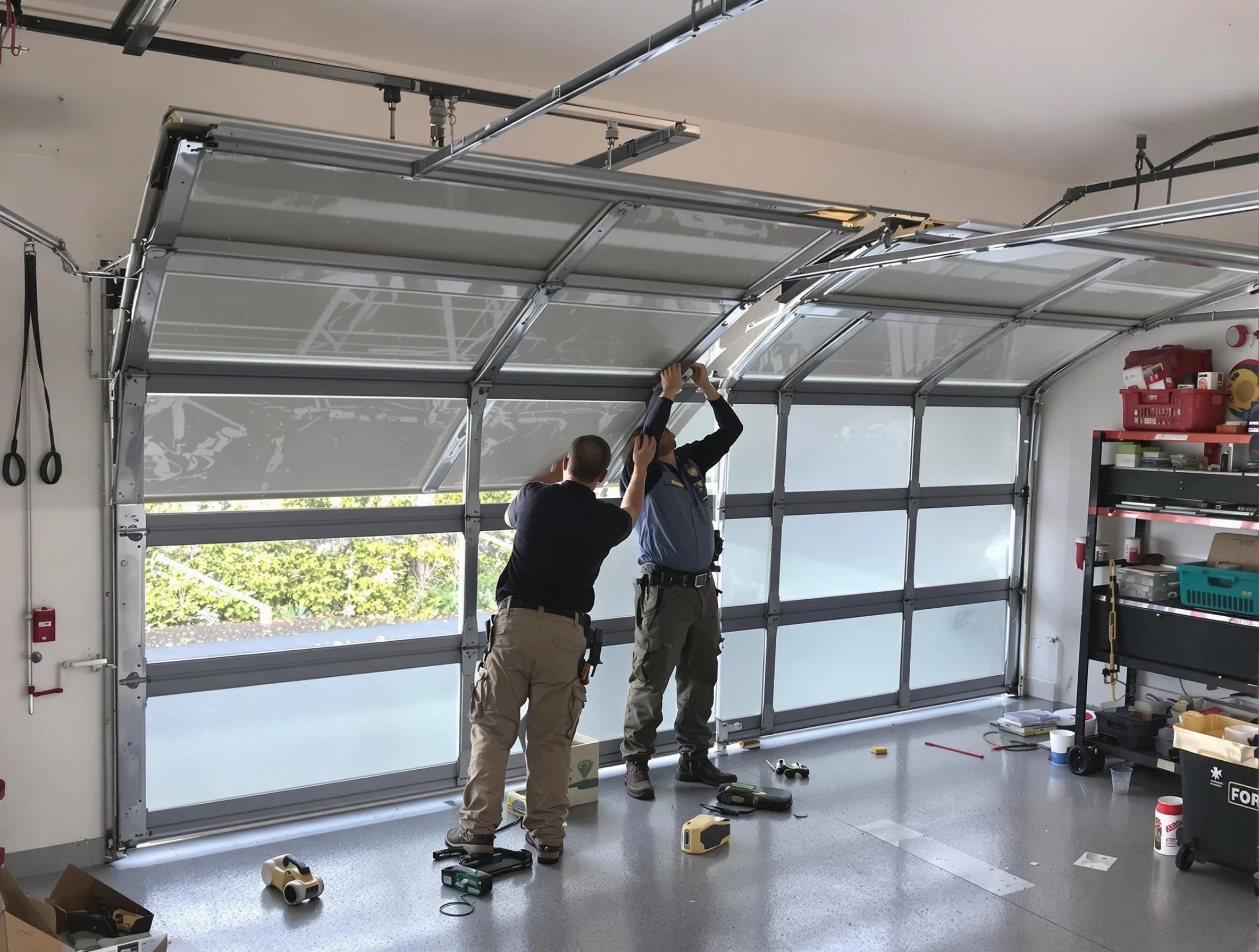Niwot Garage Door Repair expert performing precise panel replacement on Niwot garage door
