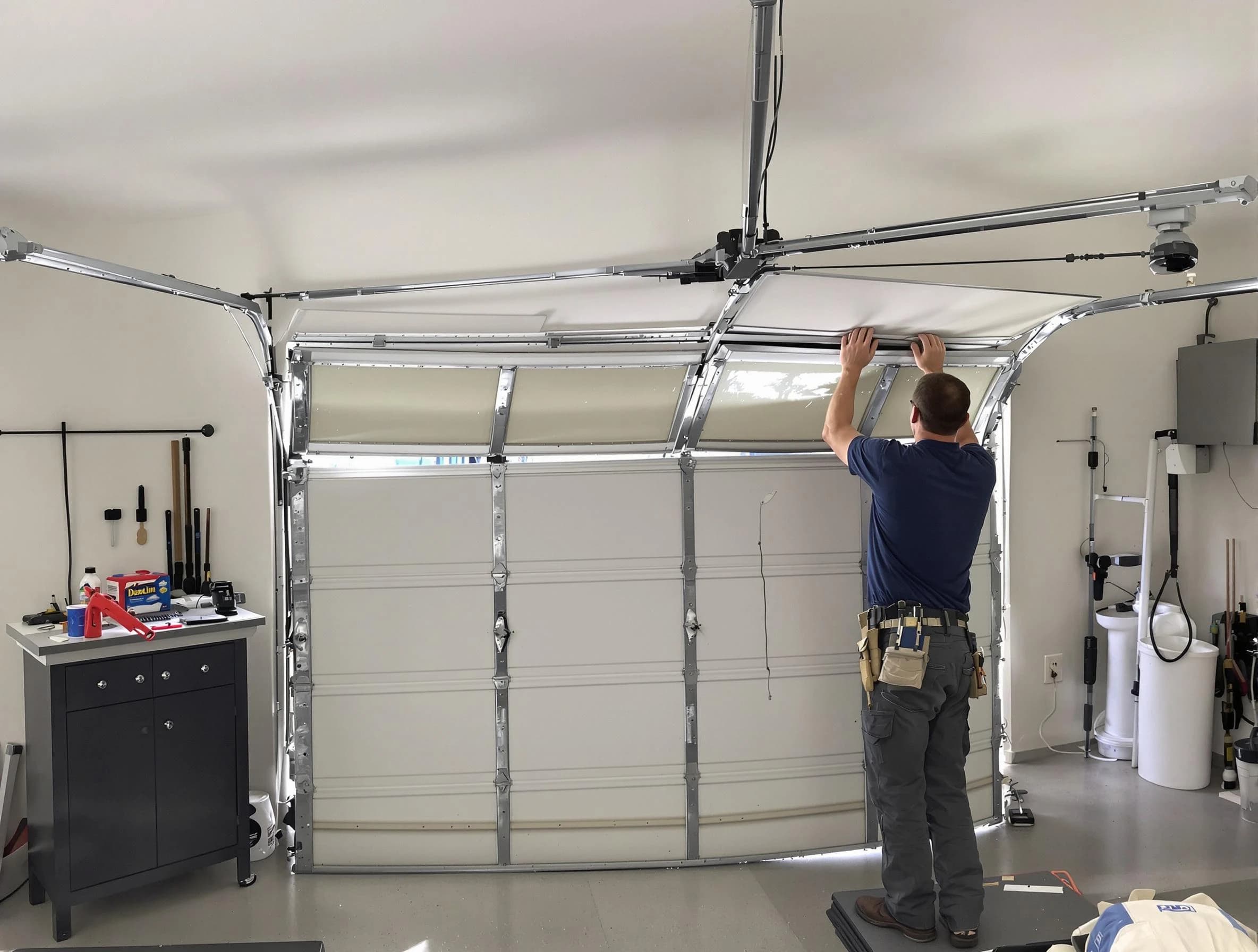 Niwot Garage Door Repair specialist performing precise section replacement on Niwot garage door