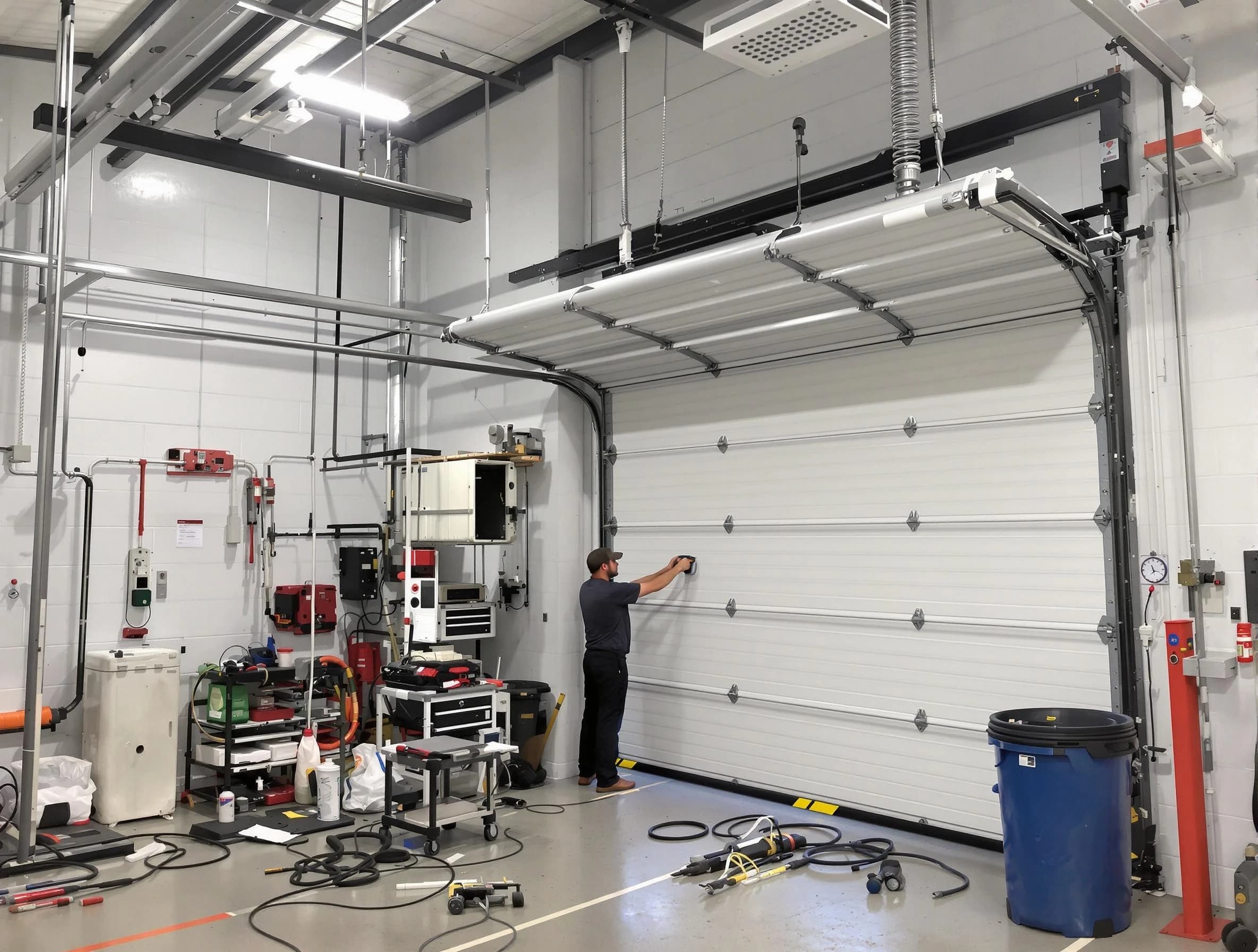 Niwot Garage Door Repair certified technician performing commercial door repair at a Niwot business facility
