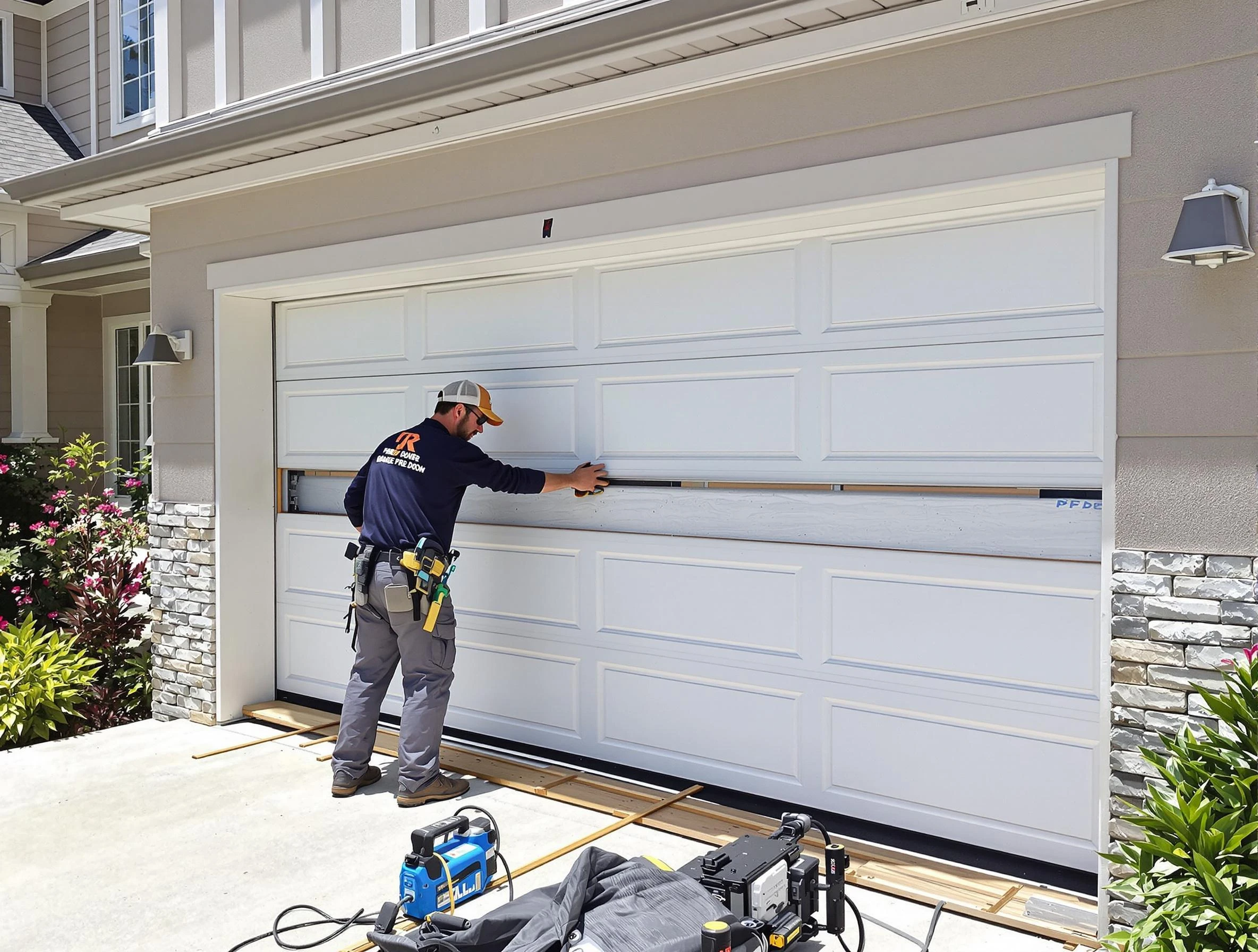 Niwot Garage Door Repair team performing complete garage door replacement at Niwot residence