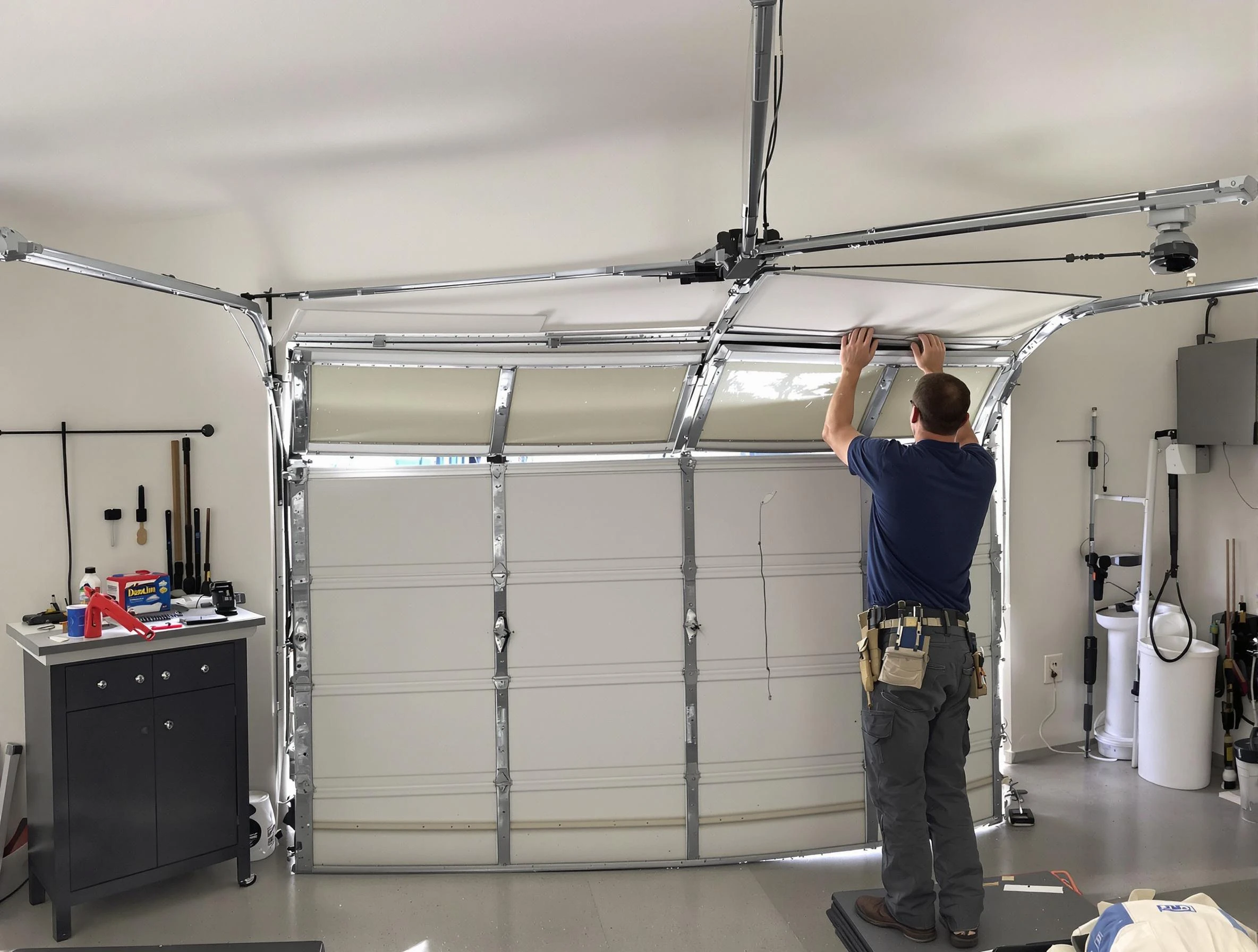 Niwot Garage Door Repair specialist performing precise section replacement on Niwot garage door