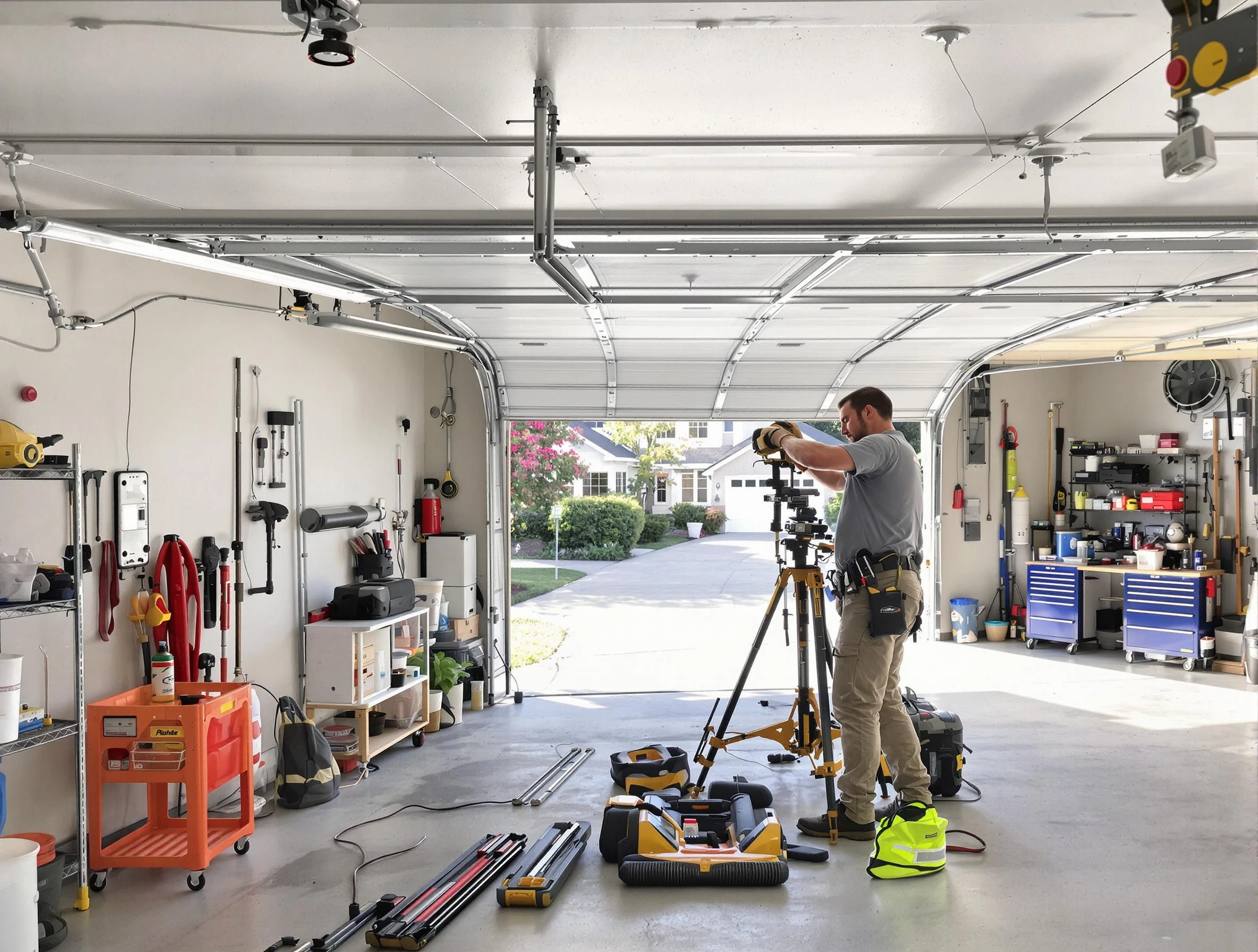 Niwot Garage Door Repair specialist performing laser-guided track alignment in Niwot